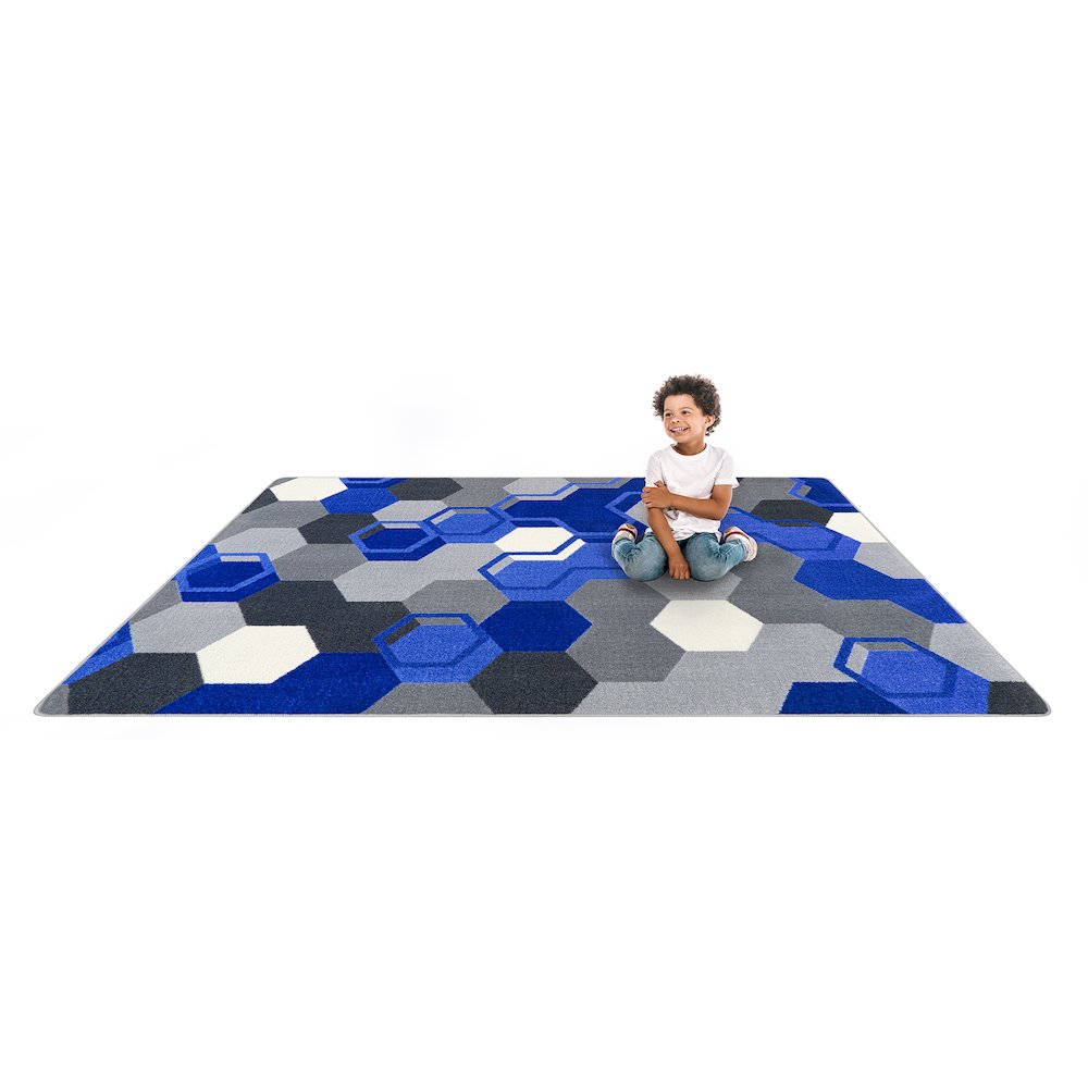 Kid Essentials Team Up 7'8" x 10'9" Area Rug in Color Blue