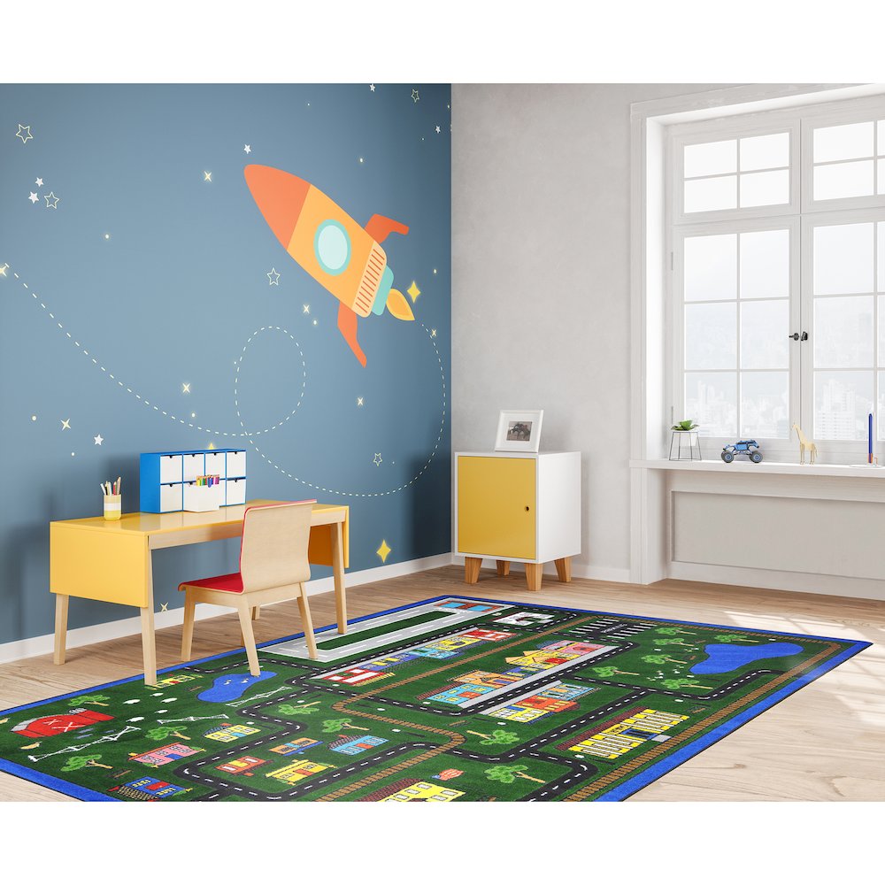 Kid Essentials Tiny Town 7'8" x 10'9" Area Rug in Color Multi
