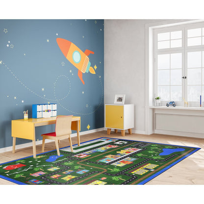 Kid Essentials Tiny Town 7'8" x 10'9" Area Rug in Color Multi