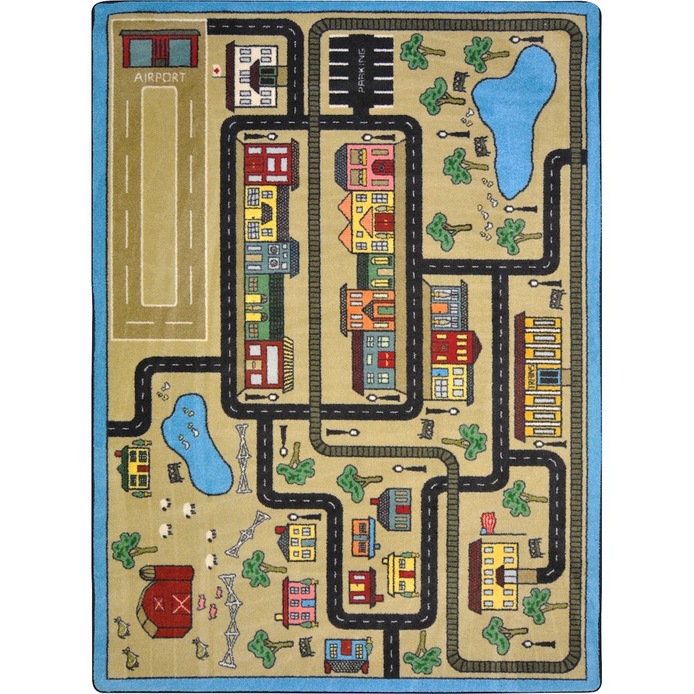 Kid Essentials Tiny Town 7'8" x 10'9" Area Rug in Color Sandstone
