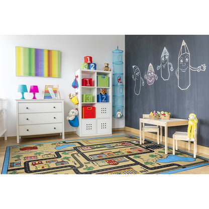 Kid Essentials Tiny Town 7'8" x 10'9" Area Rug in Color Sandstone