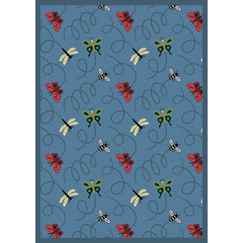 Kaleidoscope Wing Dings 5'4" x 7'8" Area Rug in Color Blue