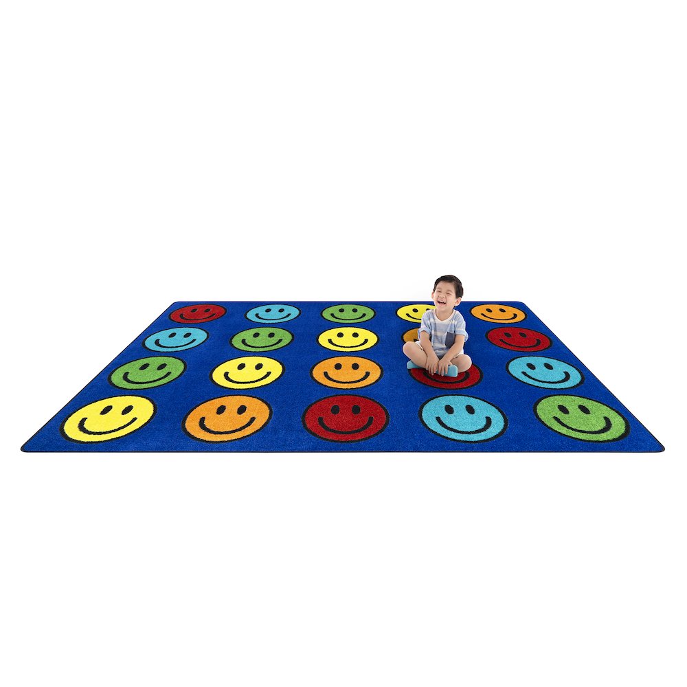 Smiley 5'4" x 7'8" Area Rug in Color Blue