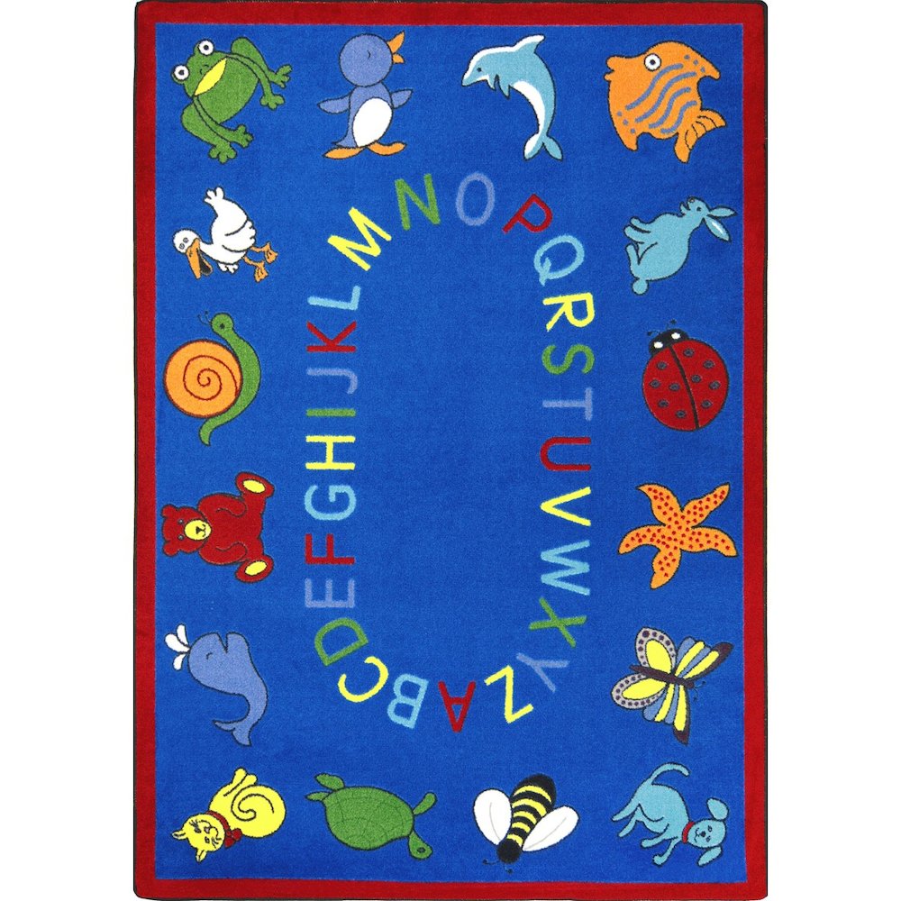 Kid Essentials ABC Animals 10'9" x 13'2" Area Rug in Color Blue