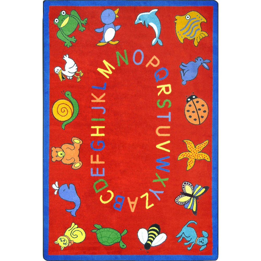 Kid Essentials ABC Animals 10'9" x 13'2" Area Rug in Color Red
