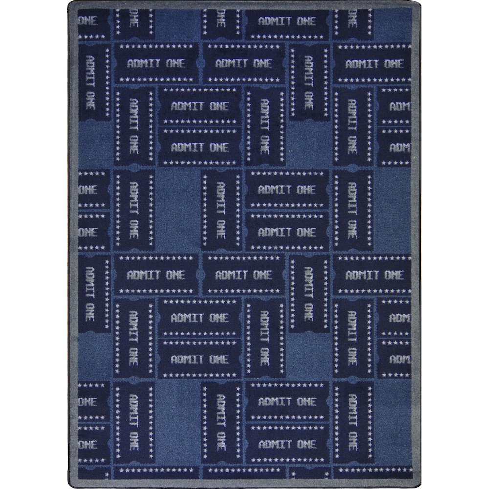 Any Day Matinee Admit One 7'8" x 10'9" Area Rug in Color Blue