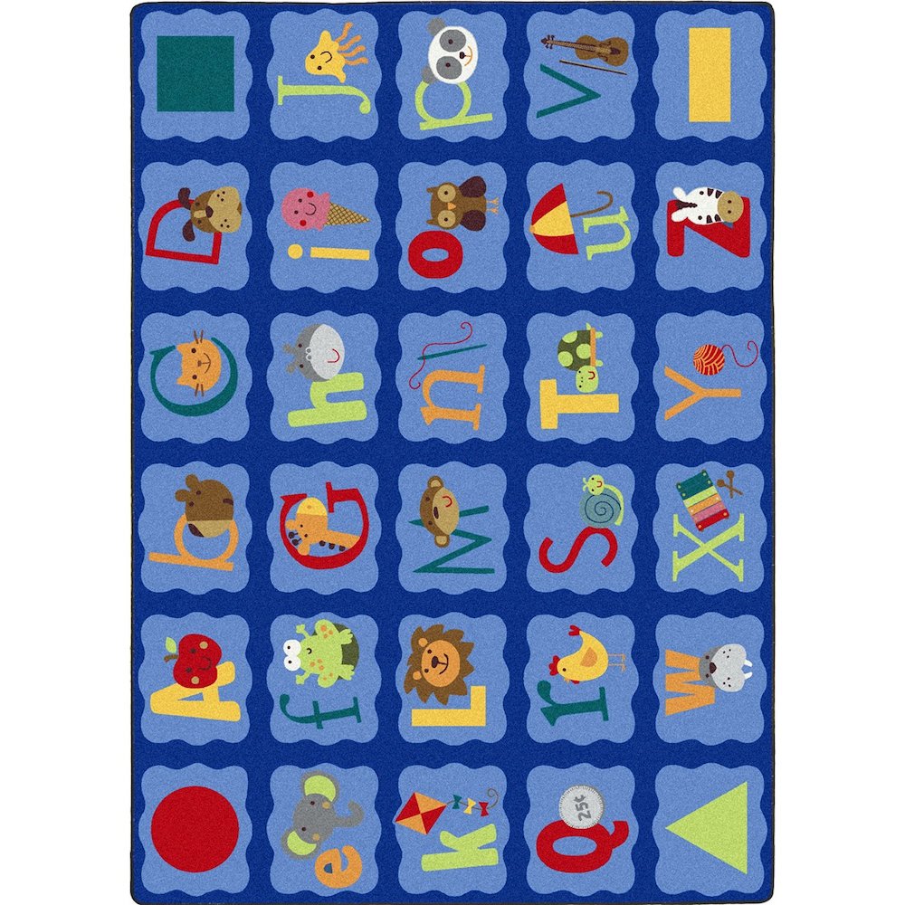 Kid Essentials Alphabet Blues 7'8" x 10'9" Area Rug in Color Multi
