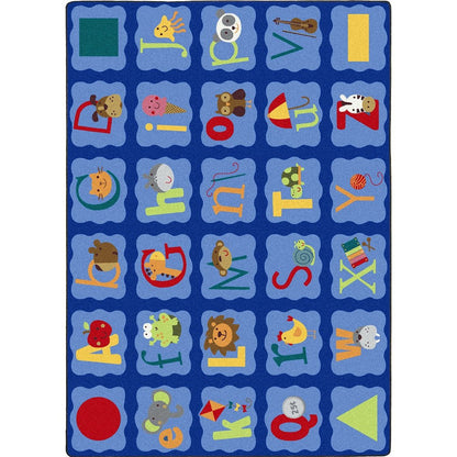 Kid Essentials Alphabet Blues 7'8" x 10'9" Area Rug in Color Multi