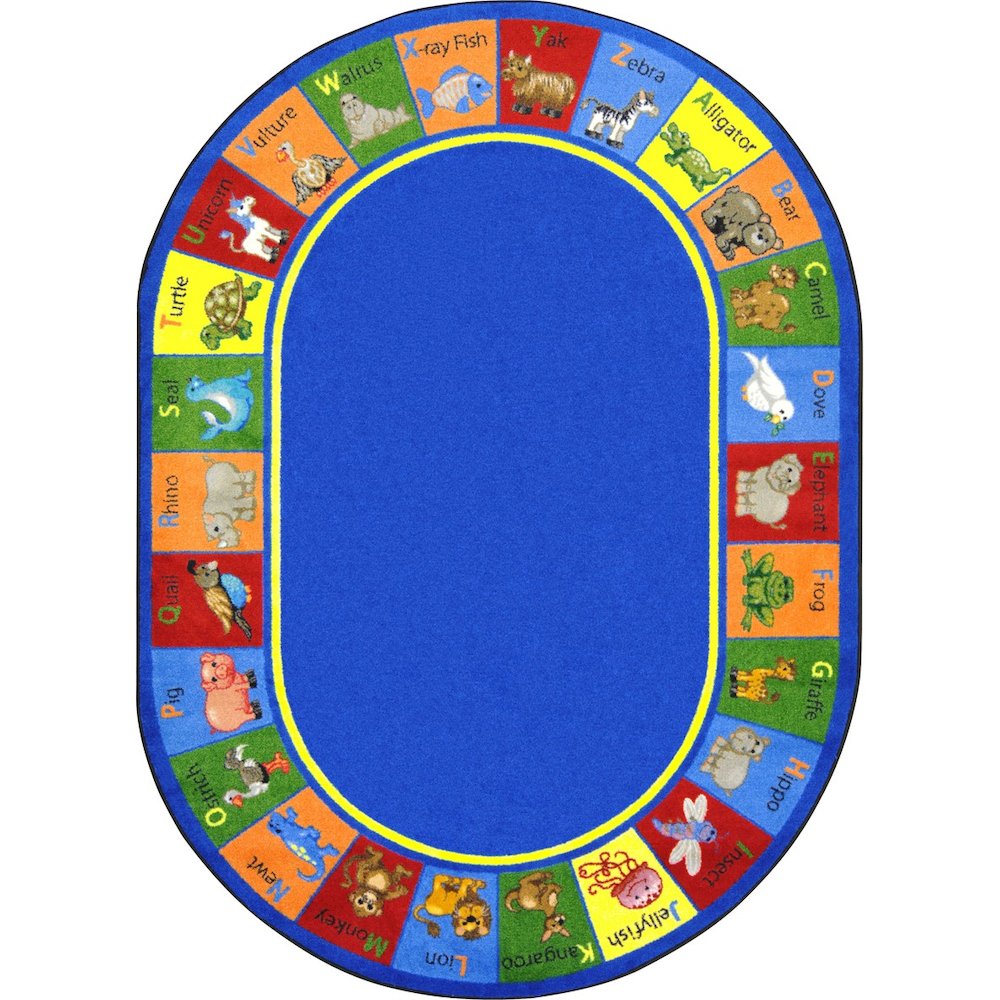 Kid Essentials Animal Phonics 10'9" x 13'2" Oval Area Rug in Color Multi