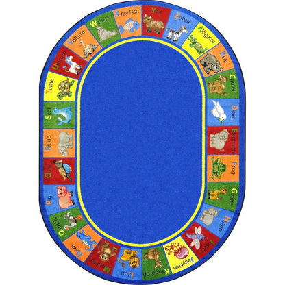 Kid Essentials Animal Phonics 10'9" x 13'2" Oval Area Rug in Color Multi