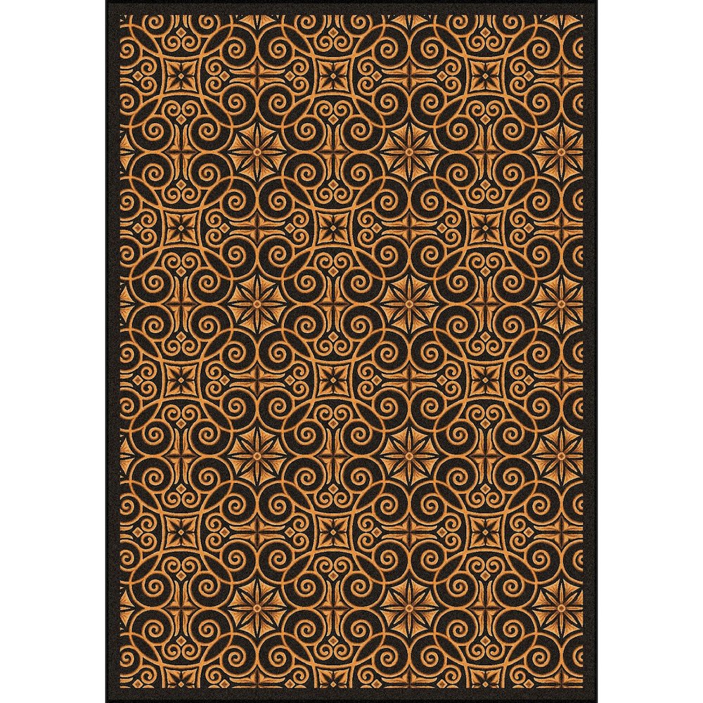 Any Day Matinee Antique Scroll 7'8" x 10'9" Area Rug in Color Brown