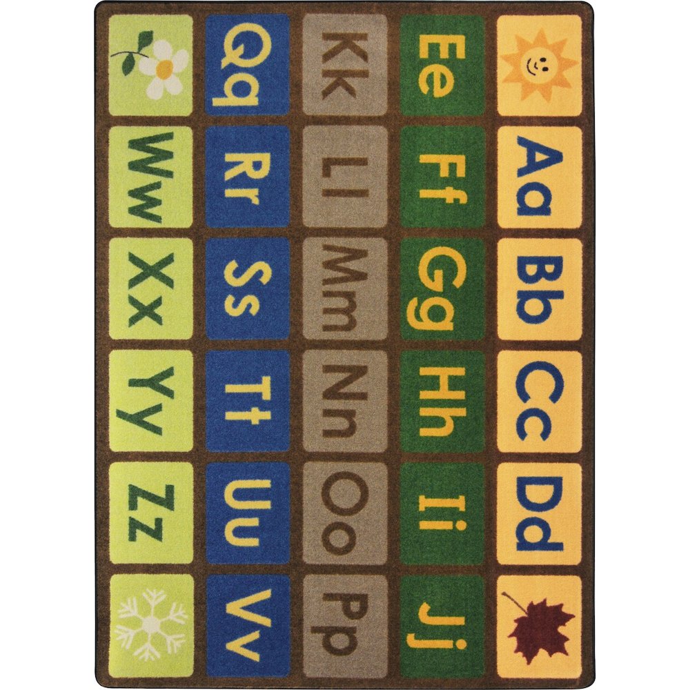 Kid Essentials Any Day Alphabet 10'9" x 13'2" Area Rug in Color Earthtone