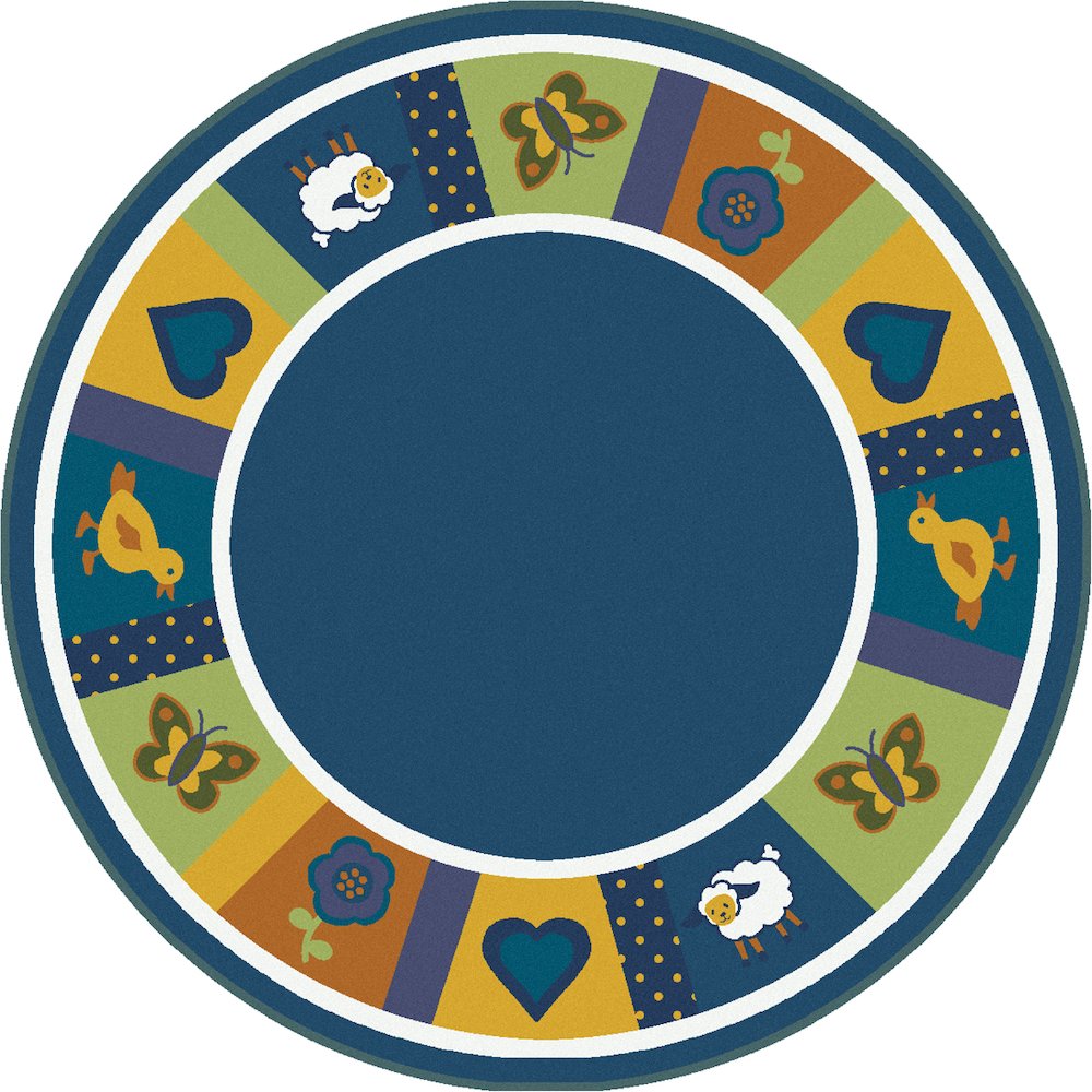 Kid Essentials Baby Blues 13'2" Round Area Rug in Color Bold