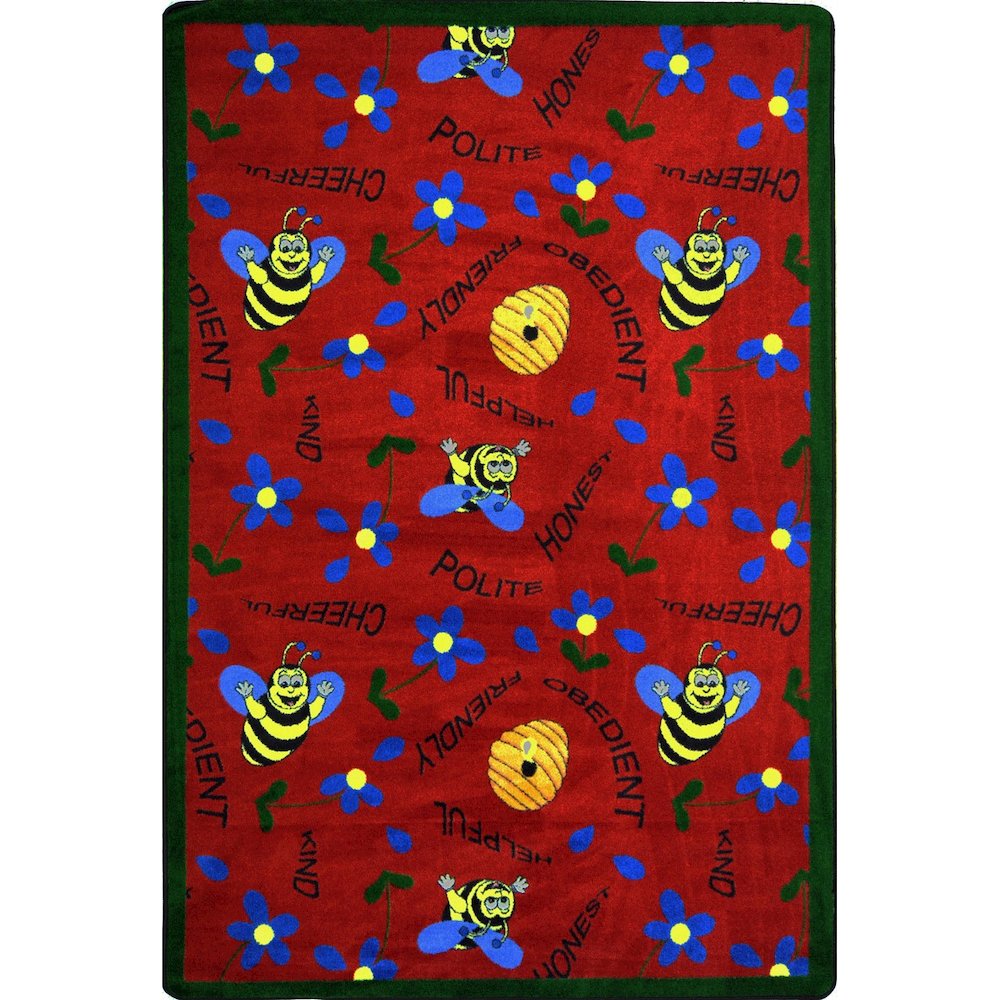 Kid Essentials Bee Attitudes 7'8" x 10'9" Area Rug in Color Red