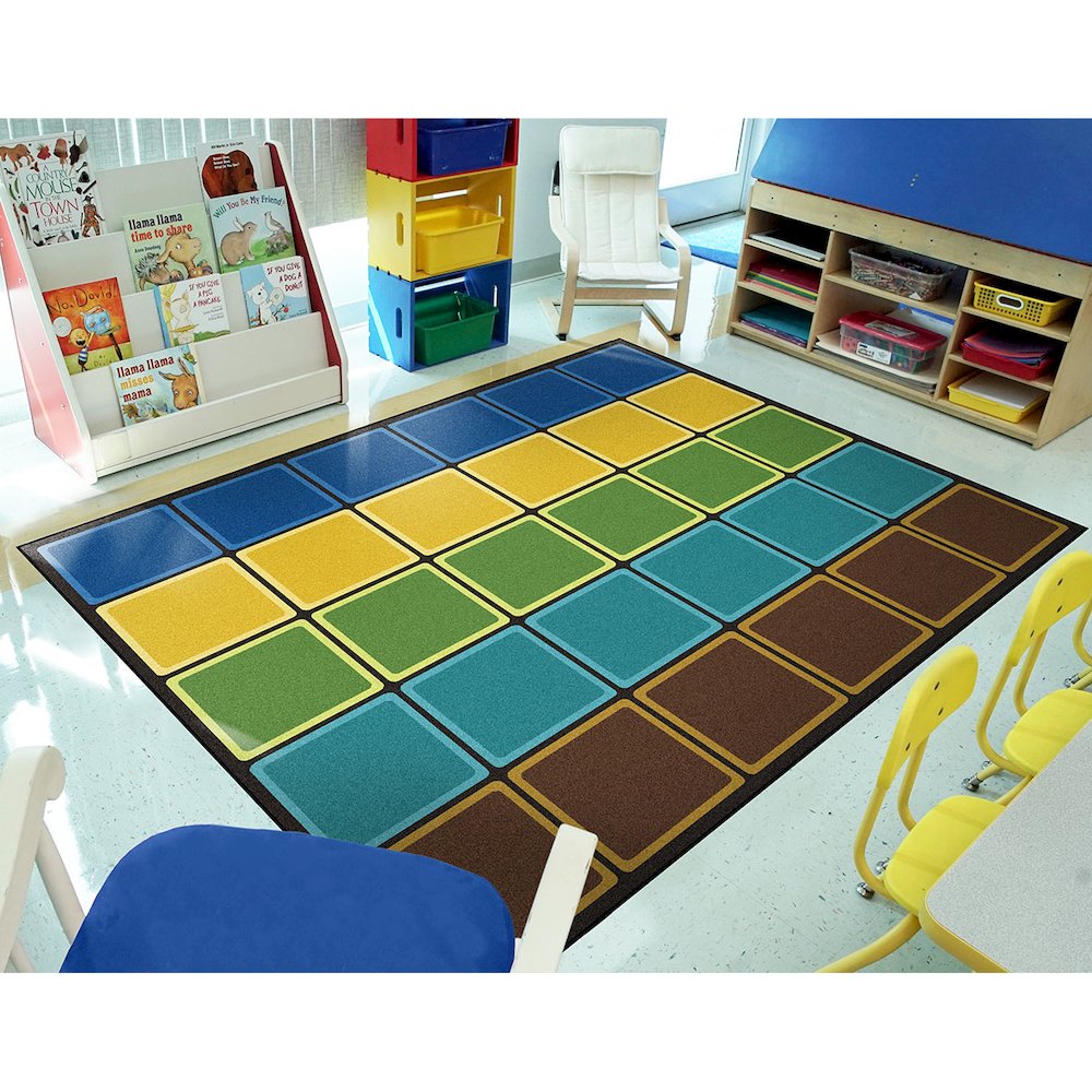 Kid Essentials Blocks Abound 10'9" x 13'2" Area Rug in Color Earthtone