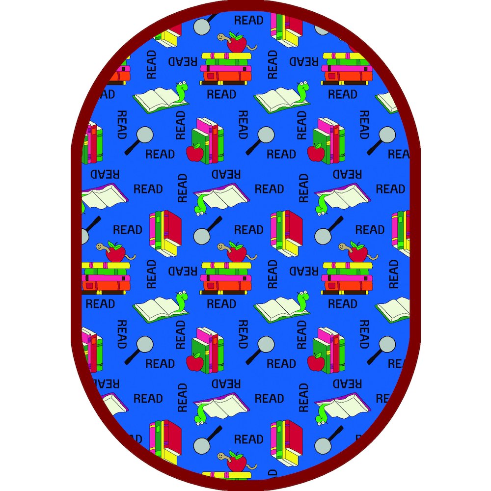 Kid Essentials Bookworm 10'9" x 13'2" Oval Area Rug in Color Blue