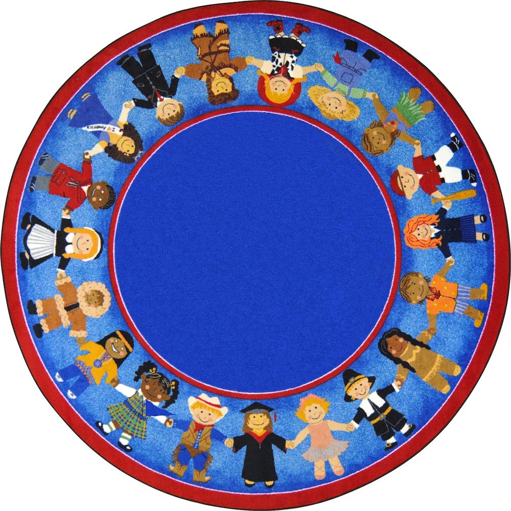 Kid Essentials Children of Many Cultures 13'2" Round Area Rug in Color Multi