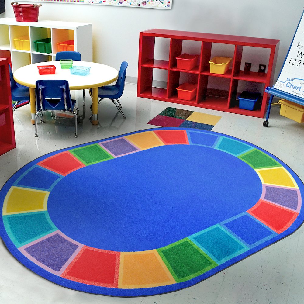 Kid Essentials Color Tones 10'9" x 13'2" Oval Area Rug in Color Multi