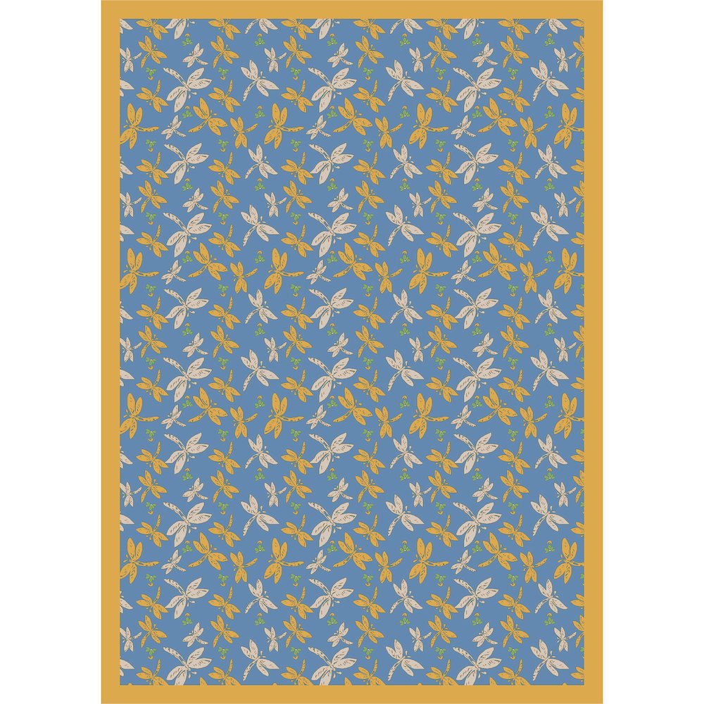Kaleidoscope Dragonflies 7'8" x 10'9" Area Rug in Color Blue