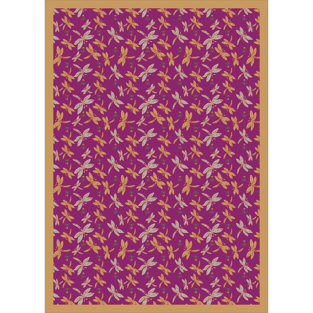 Kaleidoscope Dragonflies 7'8" x 10'9" Area Rug in Color Rose
