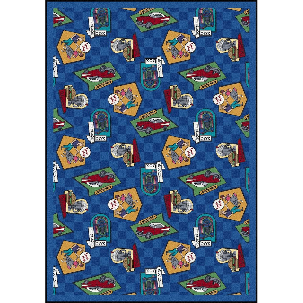 Kaleidoscope Fabulous Fifties 7'8" x 10'9" Area Rug in Color Blue