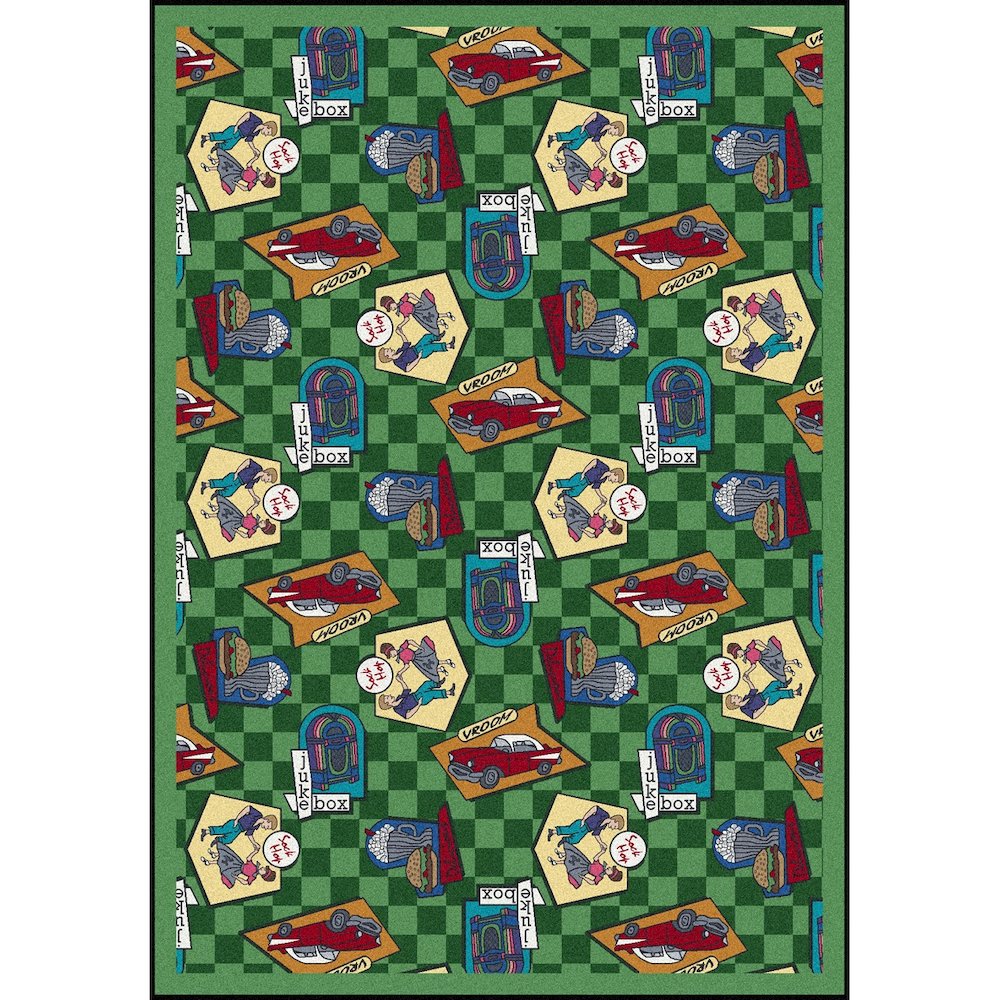 Kaleidoscope Fabulous Fifties 7'8" x 10'9" Area Rug in Color Green