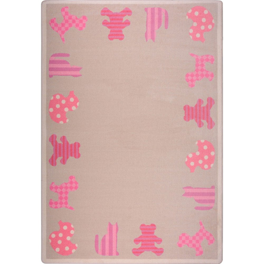 Kid Essentials Frisky Friends 7'8" x 10'9" Area Rug in Color Pink