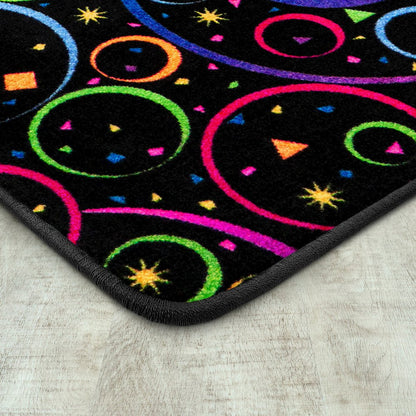 Neon Lights Fun and Games 6' x 9' Area Rug in Color Fluorescent