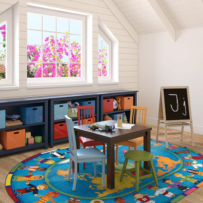 Kid Essentials Hands Around the World 10'9" x 13'2" Oval Area Rug in Color Multi