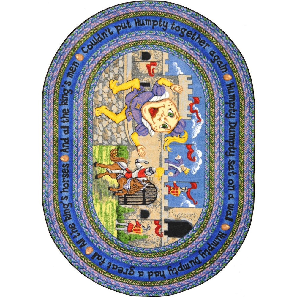 Kid Essentials Humpty Dumpty 7'8" x 10'9" Oval Area Rug in Color Multi