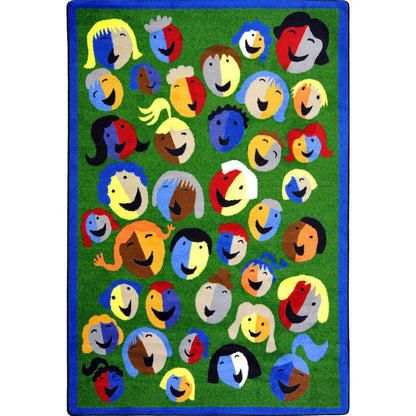 Kid Essentials Joyful Faces 7'8" x 10'9" Area Rug in Color Green