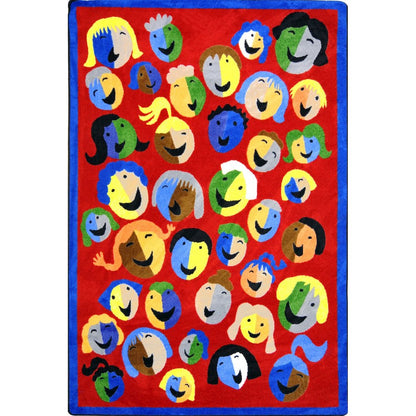 Kid Essentials Joyful Faces 7'8" x 10'9" Area Rug in Color Red