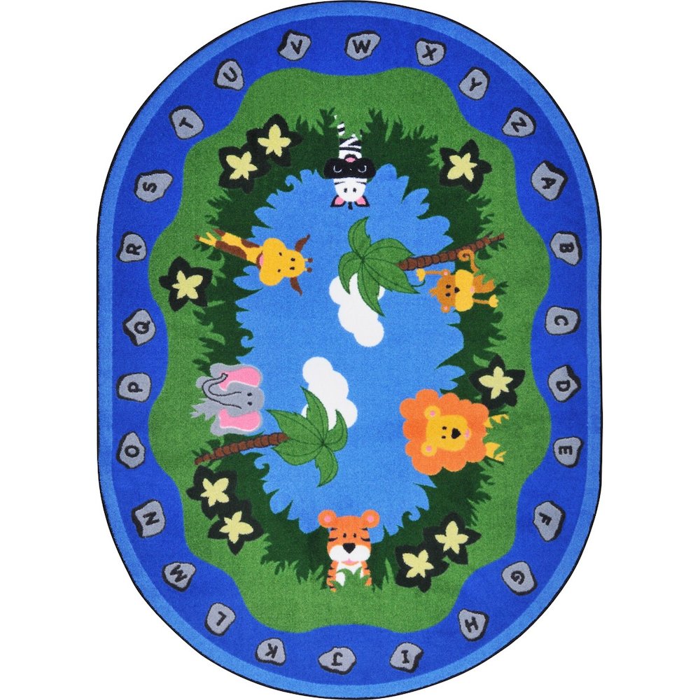 Kid Essentials Jungle Peeps 10'9" x 13'2" Oval Area Rug in Color Multi