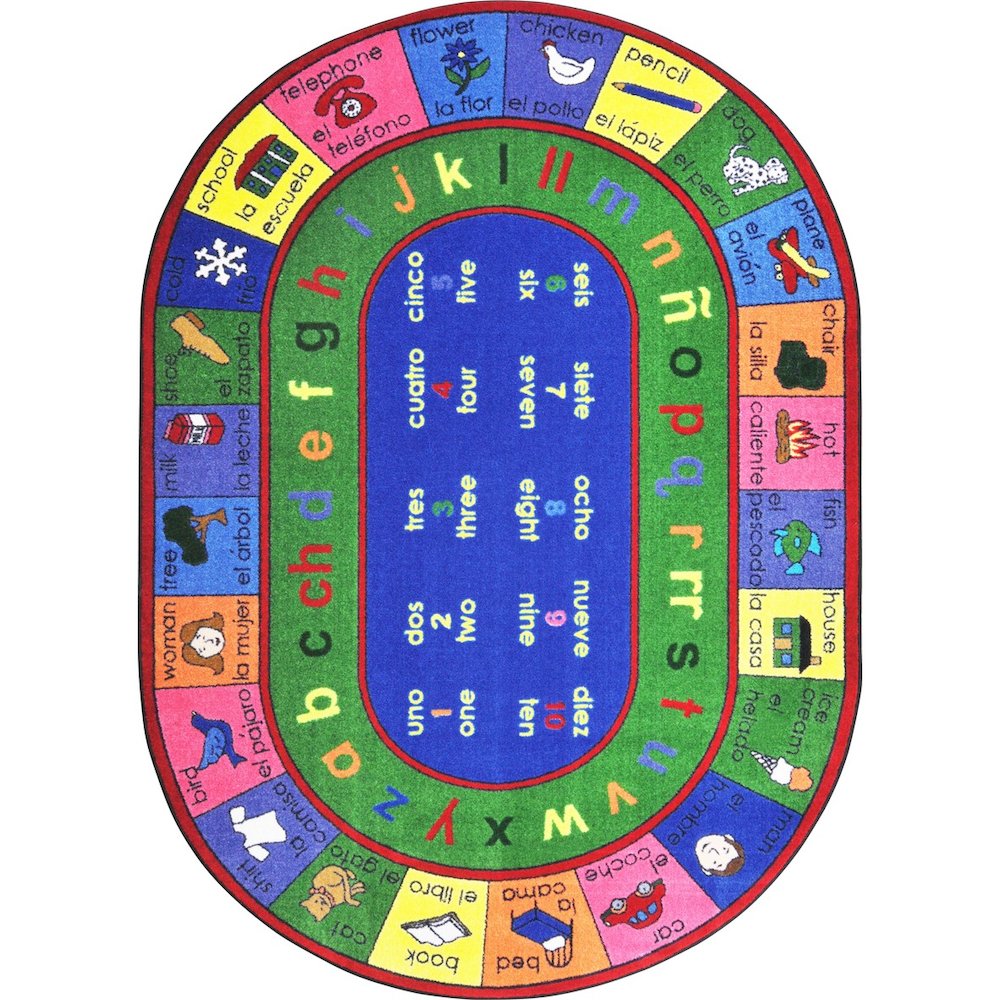 Kid Essentials LenguaLink (Spanish) 10'9" x 13'2" Oval Area Rug in Color Multi