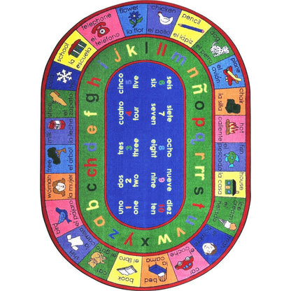 Kid Essentials LenguaLink (Spanish) 10'9" x 13'2" Oval Area Rug in Color Multi