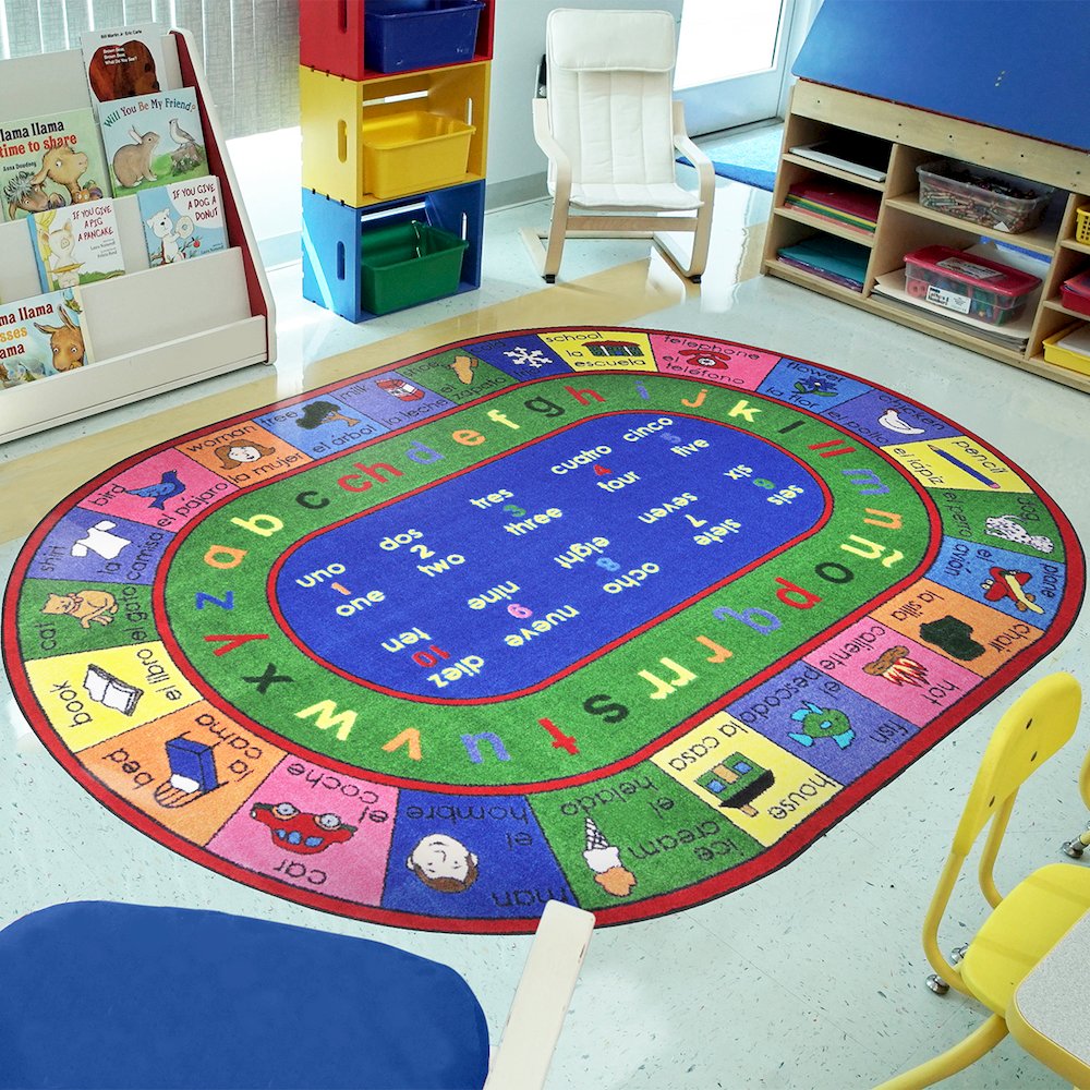 Kid Essentials LenguaLink (Spanish) 10'9" x 13'2" Oval Area Rug in Color Multi