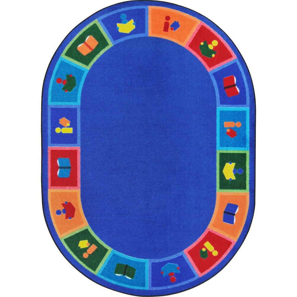 Kid Essentials Library Blocks 10'9" x 13'2" Oval Area Rug in Color Multi