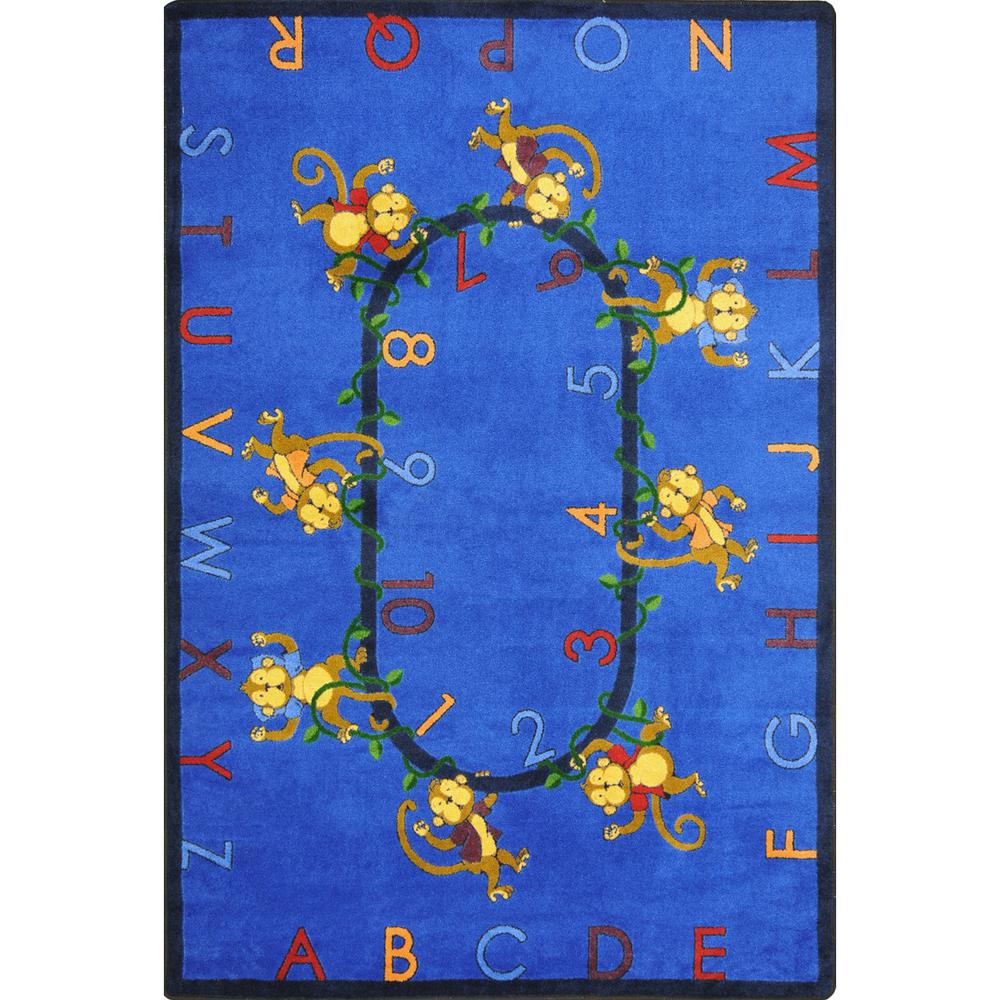 Kid Essentials Monkey Business 10'9" x 13'2" Area Rug in Color Blue