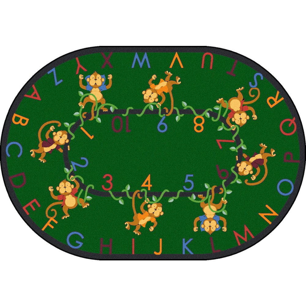 Kid Essentials Monkey Business 10'9" x 13'2" Oval Area Rug in Color Green
