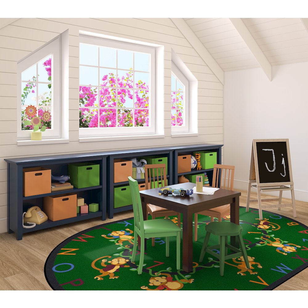 Kid Essentials Monkey Business 10'9" x 13'2" Oval Area Rug in Color Green