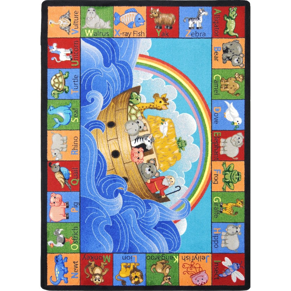Kid Essentials Noah's Alphabet Animals 7'8" x 10'9" Area Rug in Color Multi