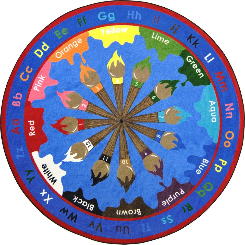 Kid Essentials Paint & Learn 13'2" Round Area Rug in Color Multi