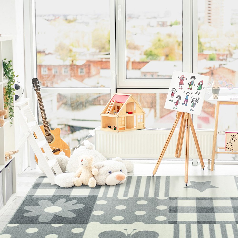Claremont Kids Patchwork Girl 7'8" x 10'9" Area Rug in Color Cloudy