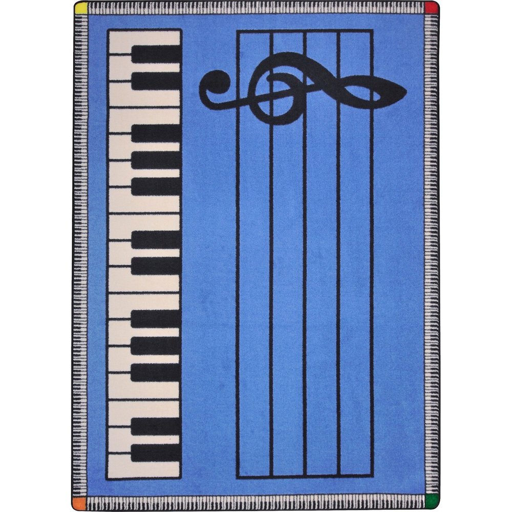 Kid Essentials Play Along 10'9" x 13'2" Area Rug in Color Blue w/ keys