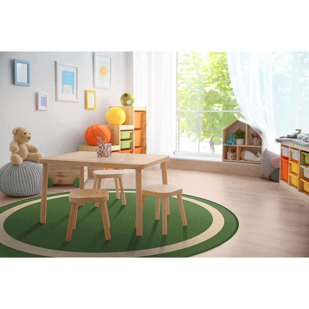 Kid Essentials Portrait 13'2" Round Area Rug in Color Greenfield