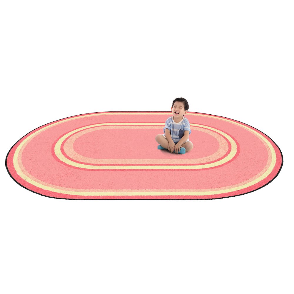 Kid Essentials Ripples 7'8" x 10'9" Oval Area Rug in Color Pretty Pink