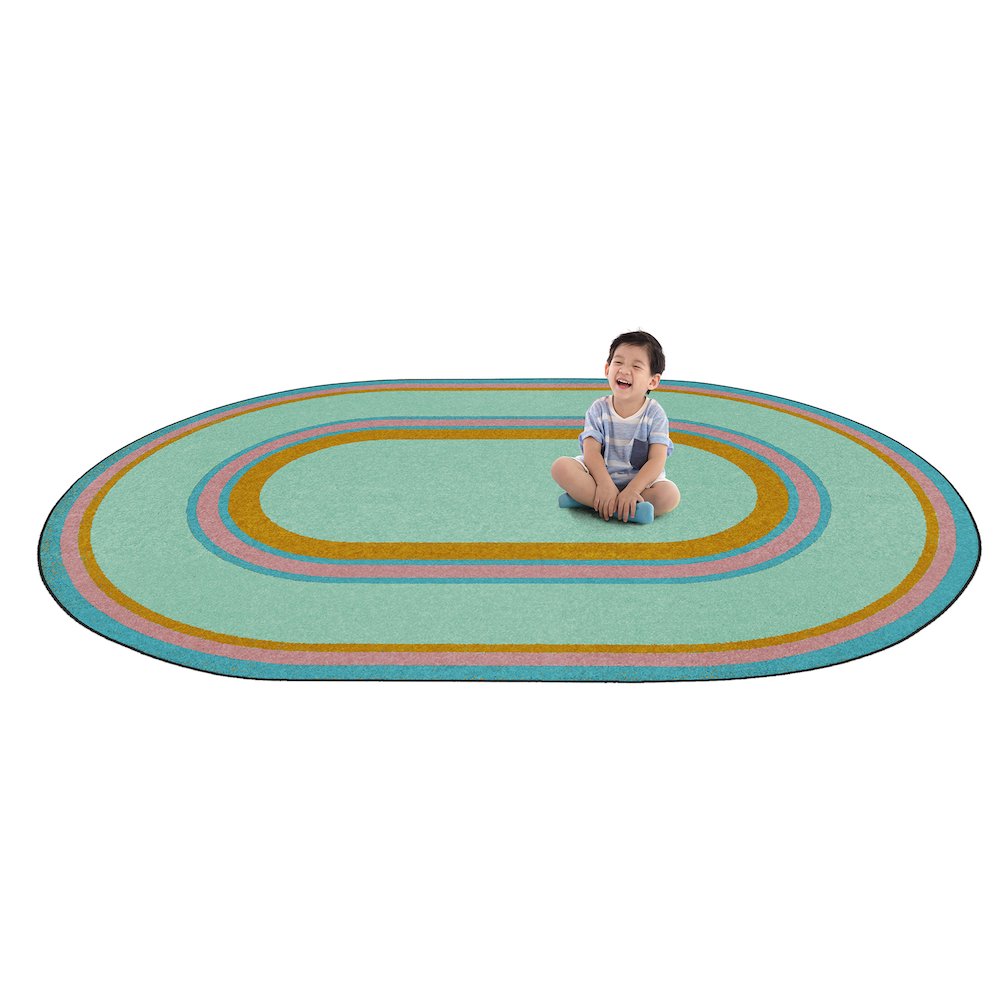 Kid Essentials Ripples 7'8" x 10'9" Oval Area Rug in Color Teal