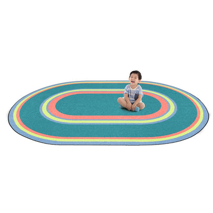 Kid Essentials Ripples 7'8" x 10'9" Oval Area Rug in Color Teen