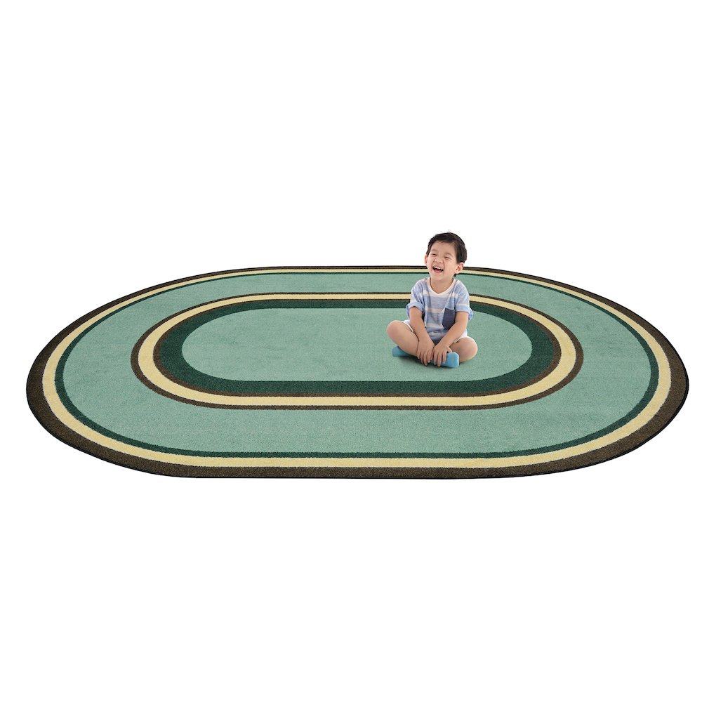 Kid Essentials Ripples 7'8" x 10'9" Oval Area Rug in Color Woodland