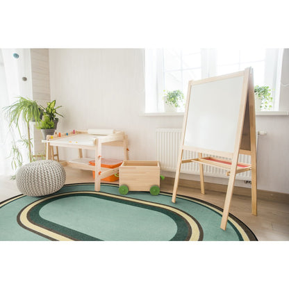 Kid Essentials Ripples 7'8" x 10'9" Oval Area Rug in Color Woodland